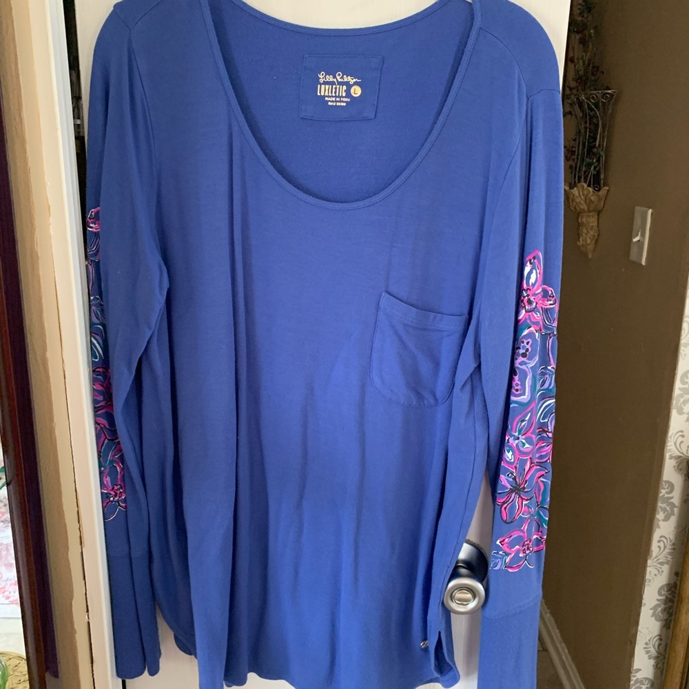 EEUC Lilly Pulitzer Blue Long Sleeve Relaxed Blouse